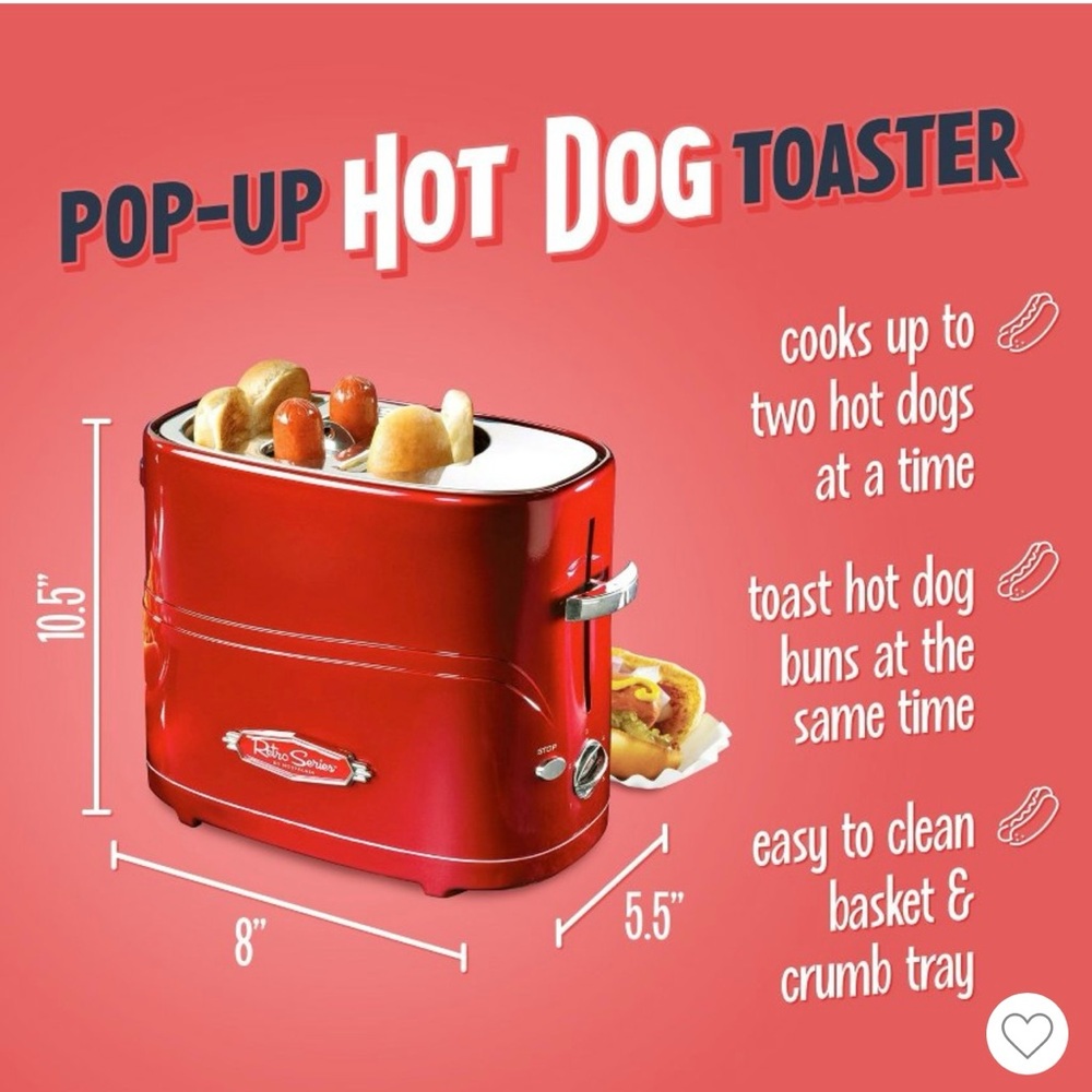 Brand New Nostalgia Red Pop Up Hot Dog Toaster - Picture 9 of 10